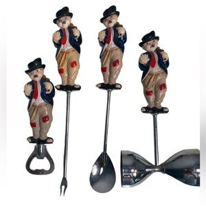 Vintage Shields Fifth Avenue Bum Hobo‎ 4pc Bar Cocktail Set Barware
